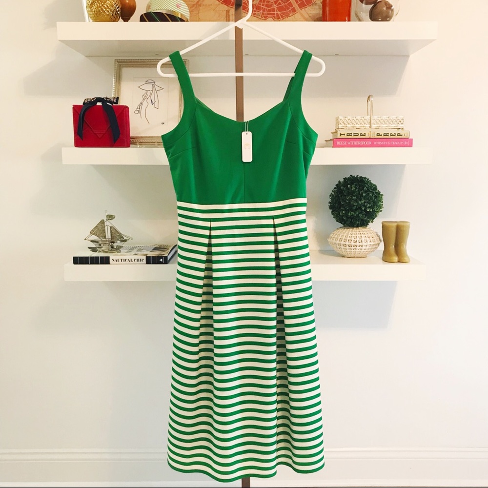 NWT C. Wonder Green and White Striped Dress Size M